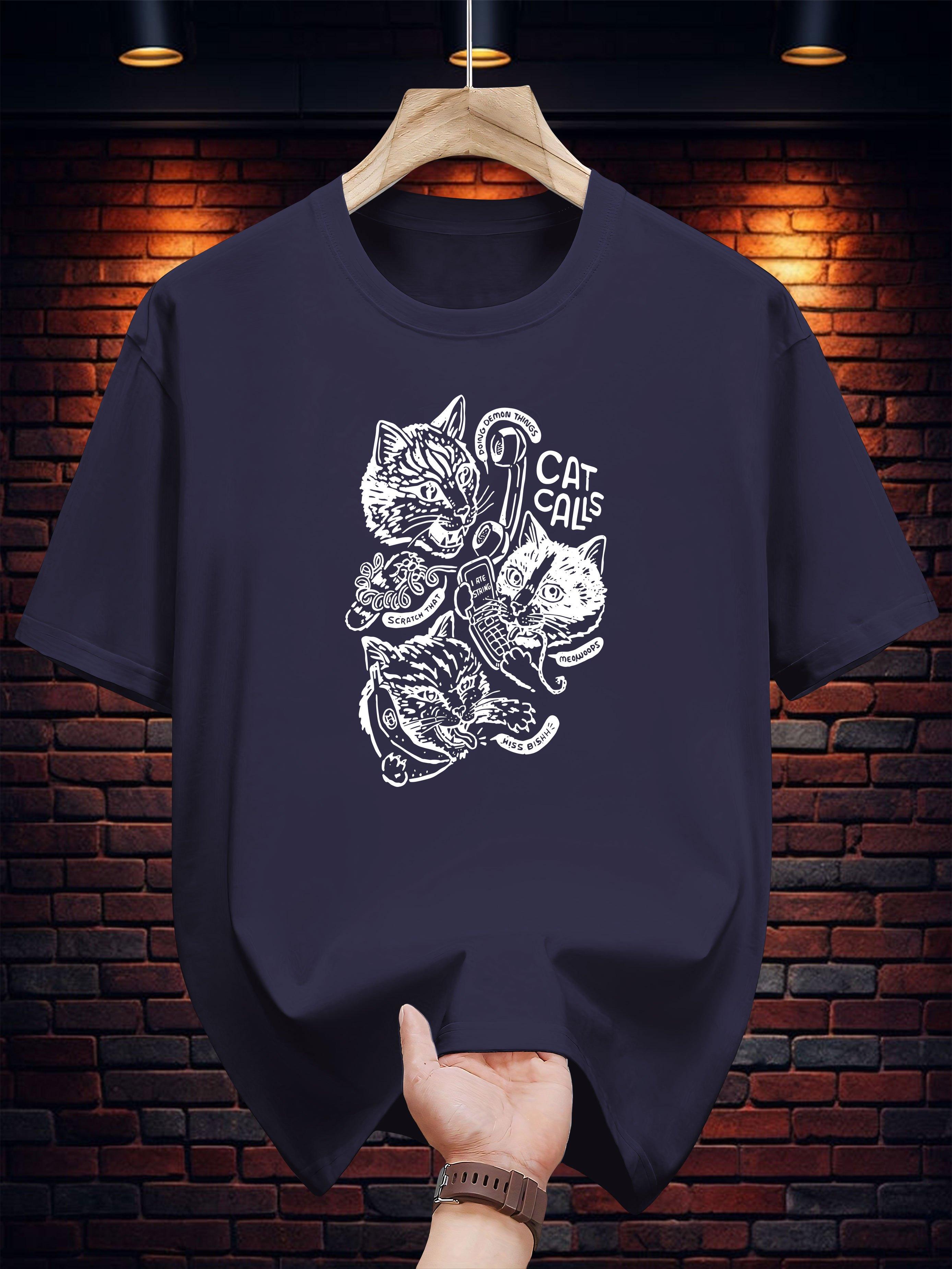 Graphic T-shirt - CATS Print with Cartoon Cats XXXXL
