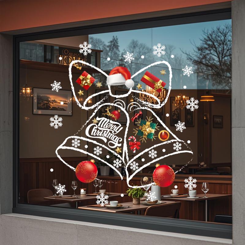 1 szt. Dekoracja Świąteczna na Witrynę Sklepową Wielokrotnego Użytku Świąteczna Sztuka Okienna Wzór Dzwonka Naklejki na Okno Świąteczne Naklejki na Witrynę Sklepową 45x60cm