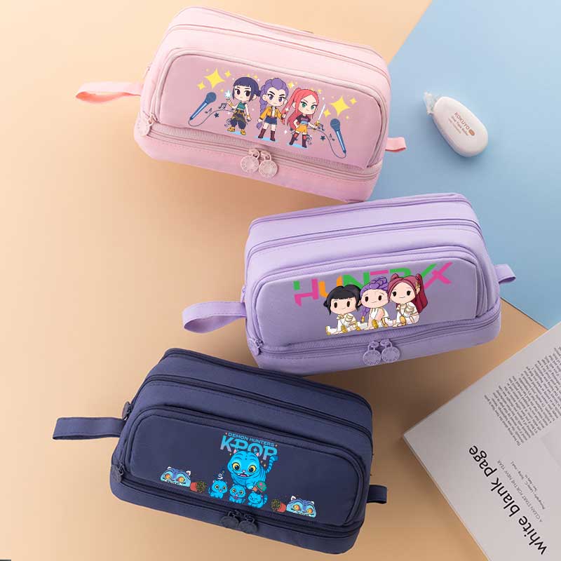 Double-layer Learning Stationery Bag Gift Girl Group Shoulders Bag For K-Pop Cartoon Pencil Case Stationery Bag Anime