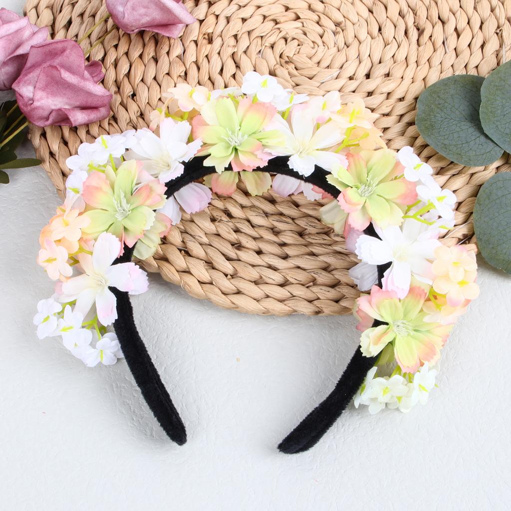 Fashion Women Bride Flowers Headband Chinese Style Flower Crown Hairband Ladies Elastic Beach Wedding Hair Accessories Headband