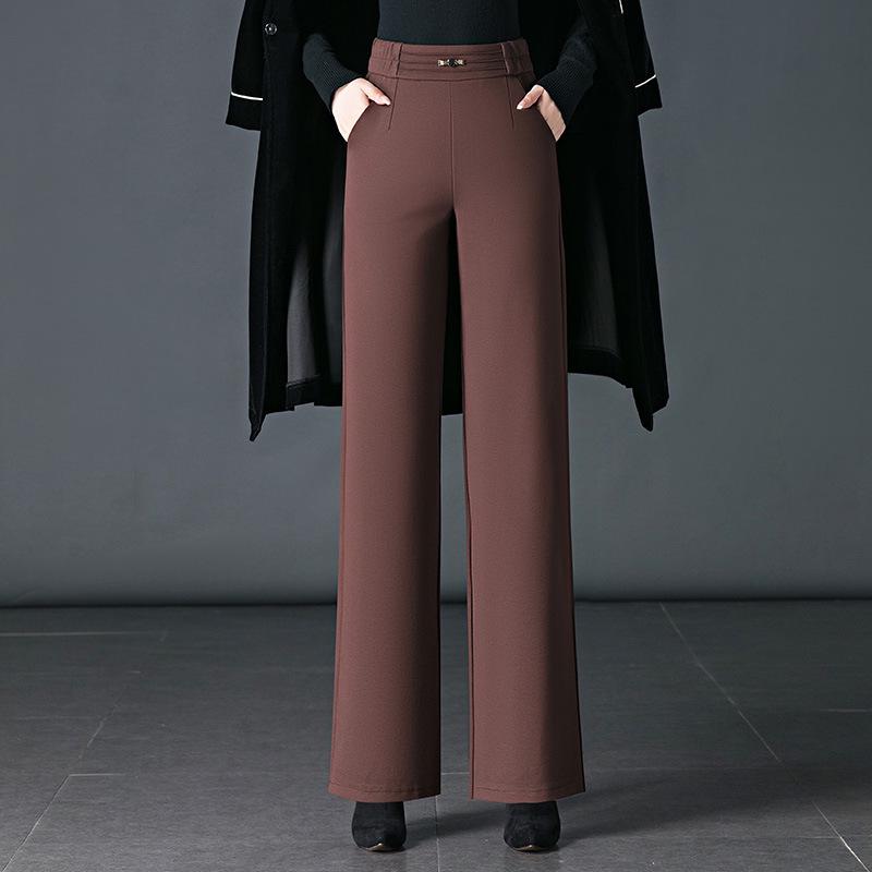 Pantalon de costume large taille haute pour femme - Grande taille, Coupe ample, Idéal pour le printemps et l'automne