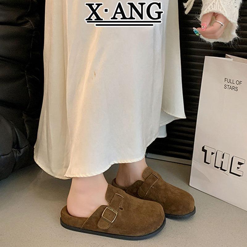 Cow Velvet Super Soft Bottom Women's Shoes Autumn New Wear Bag Head Half Slippers One Pedal Single Shoes