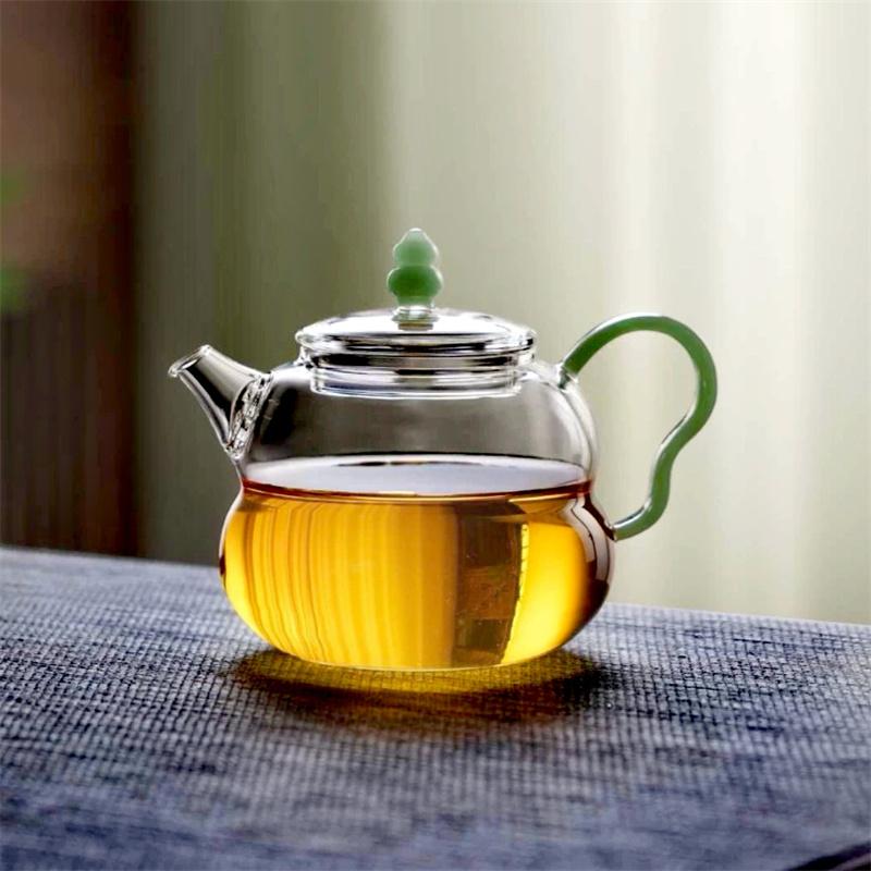 

Чайник из термостойкого стекла малой емкости 200 мл в форме тыквы, набор для чая Кунг-фу, заварочный чайник для зеленого чая, чайная посуда чистый