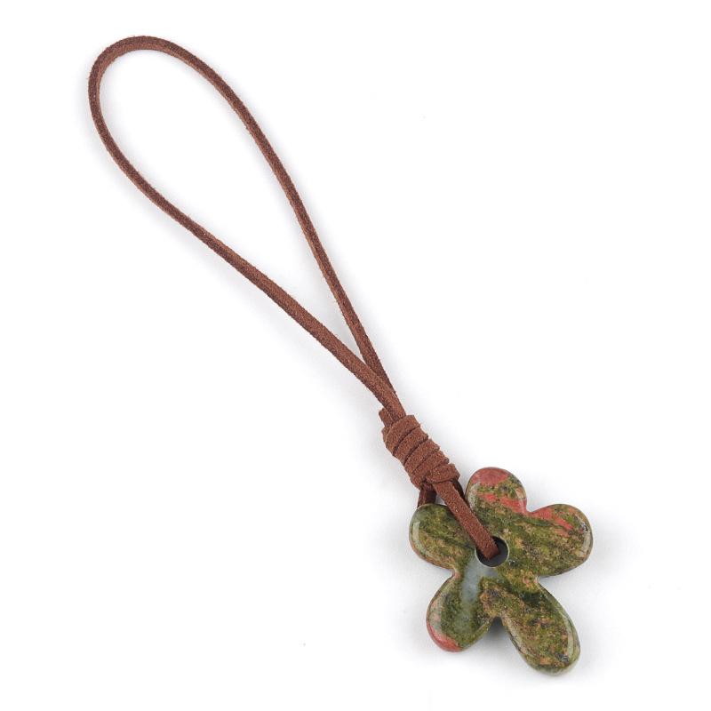 

1pc Antique Natural Stone Five-petaled Flower Pendant DIY Decorative Craft Accessory Material