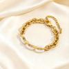 Fashion Women'S Wrist Jewelry Stainless Steel White Jade Splicing Chain Bracelet Gold Br-2678