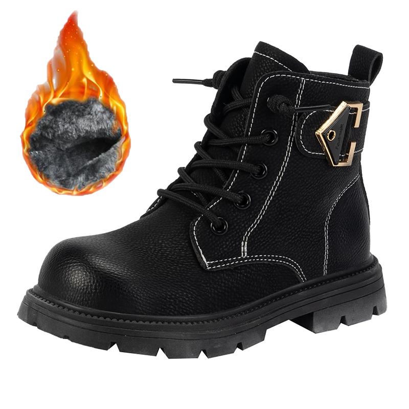 

28-39 Детские зимние плюшевые теплые и модные спортивные и прогулочные хлопковые ботинки зимние ботинки 28 чёрный