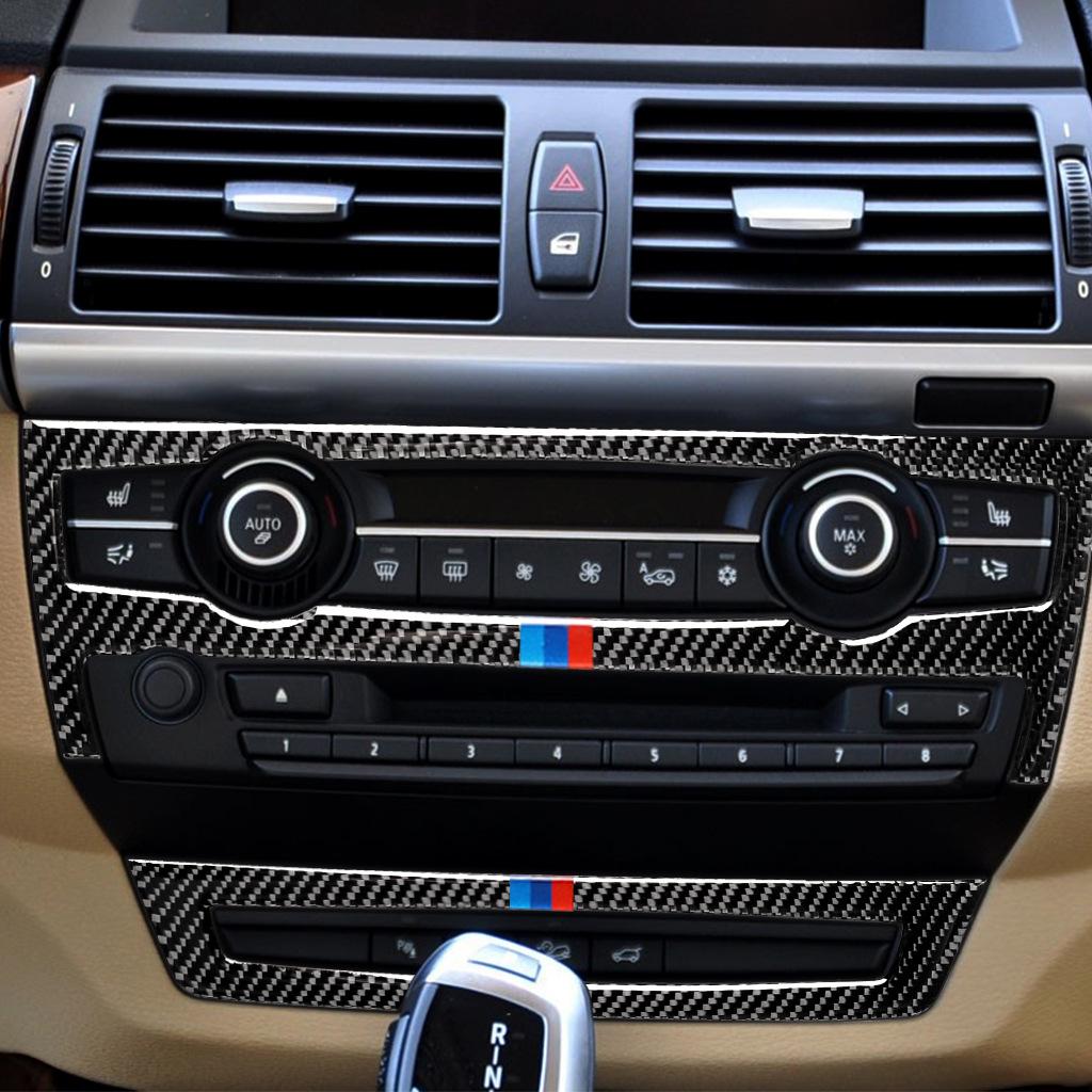 Compatible BMW X5/X6 E70/E71 Carbon Fiber Center Console Air Conditioning CD Panel Interior Modification Kit