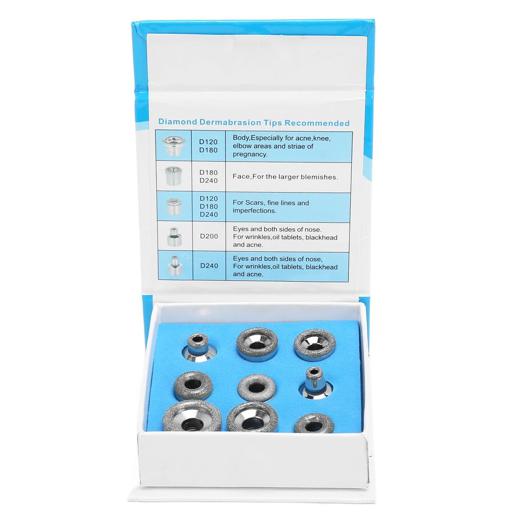 9pcs Microdermabrasion Replacement Tips Metal Multi Size Professional Facial Dermabrasion Machine