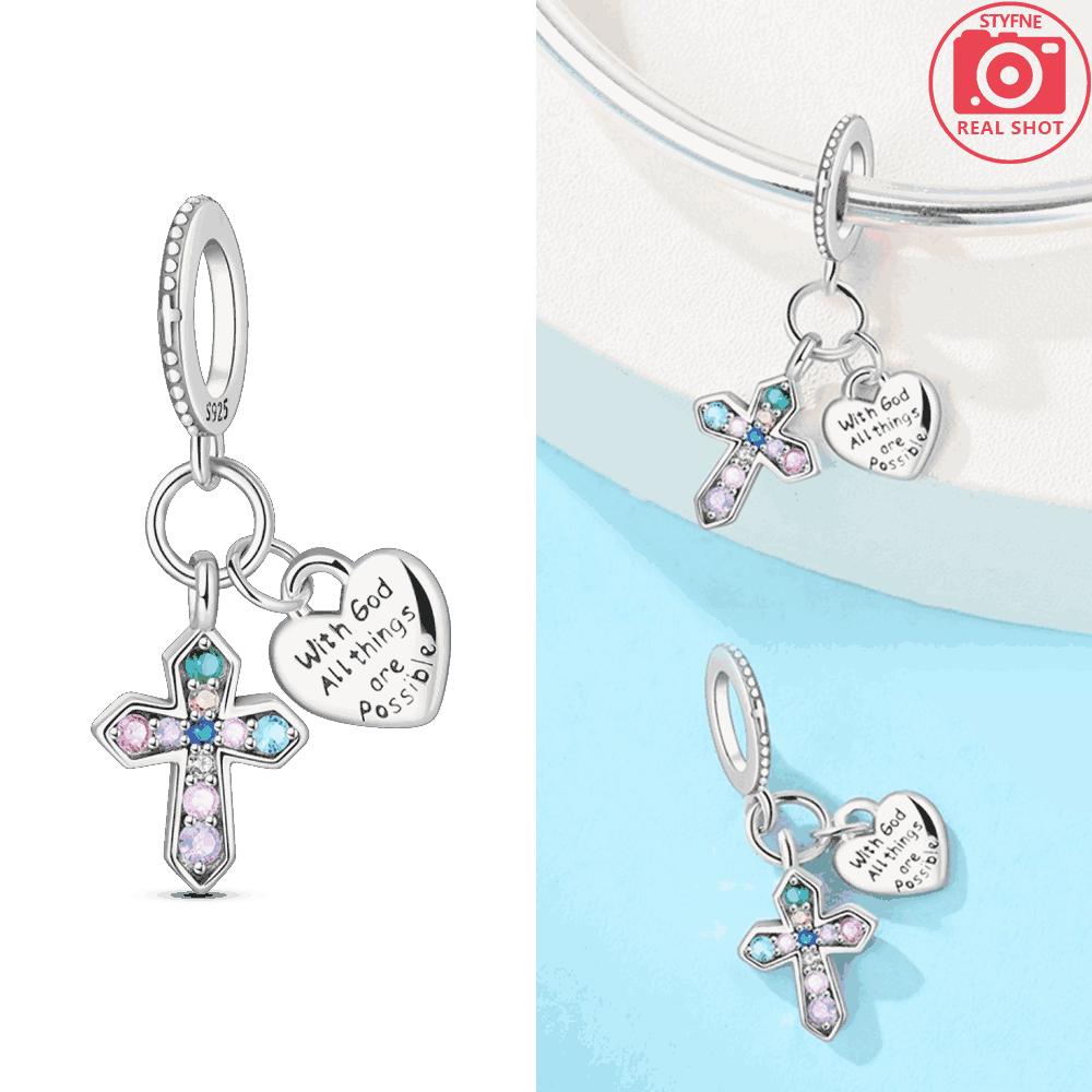 

Girl Original Metal Lucky Symbol Religious Belief Cross Bible Pendant Pendant Fit Bangle Gift Make your own Accessory Elegant Fashion Beautiful Lovely