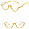 New Women's Triangle Glasses Frame Fashionable Personality Retro Classic Diamond-Embedded Semi-Frame Plain Glasses