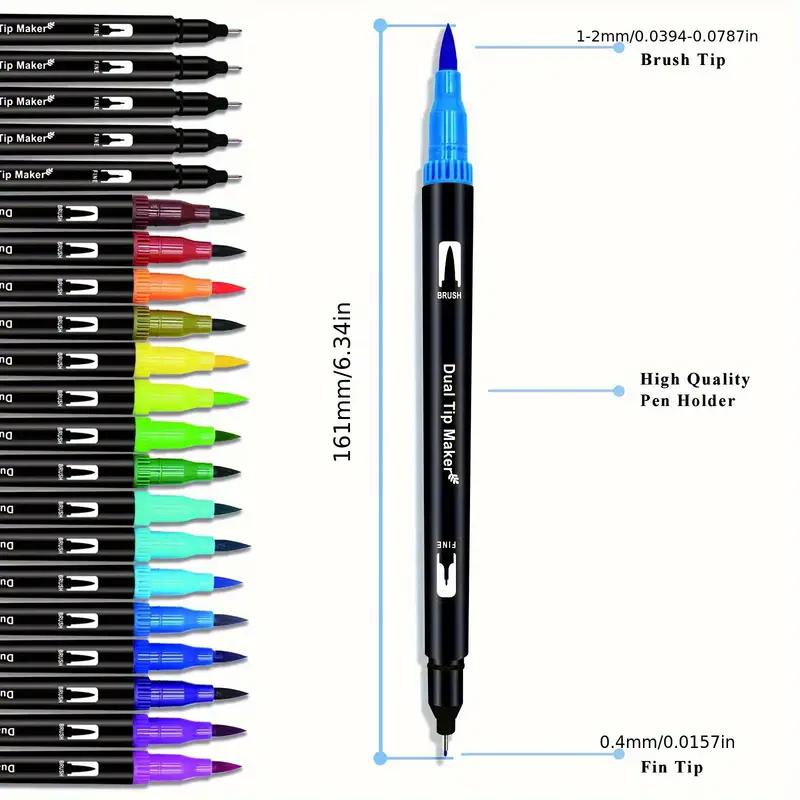 60/120 Colors Dual Tip Brush Pens Watercolor Art Markers Set – Fineliner & Brush for Adult Coloring Drawing Sketching Calligraphy