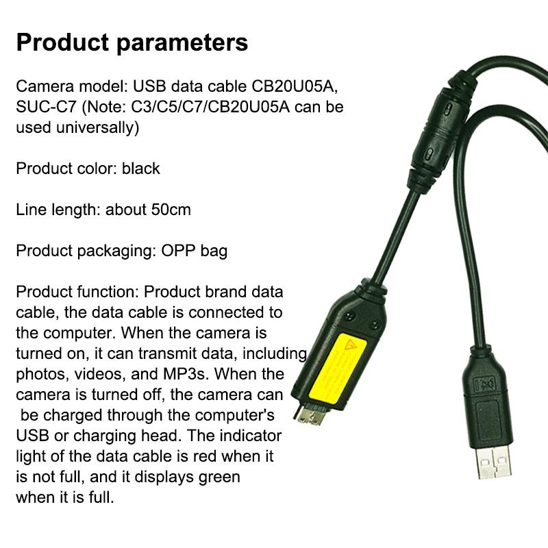 High Quality Camera USB Data Cable Samsung ES65 ES75 PL170 NV3 ES7 Support Fast File Download for Home Studio Use