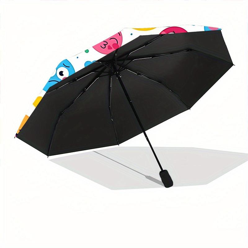 1pc Emoji Pattern Automatic Umbrella, Portable Folding umbrella for Everyday Use, Perfect Gift, Trendy Fashion y250826024