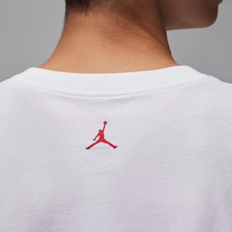 Jordan Alphabet Print Ribbed Crew Neck Sports T-Shirt Women Tops White FD7202-100