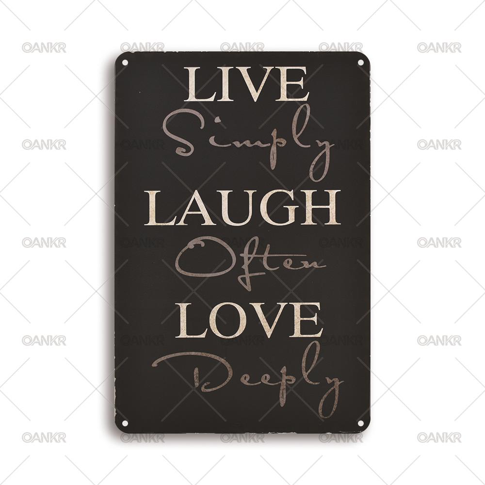 

Vintage Art Wall Poster Metal Tin Sign Live Simply Laugh Often Love Deeply Metal Signs for Cave Bathroom Home Wall Decor Plaque 20x30cm（7.8x11.8inch）