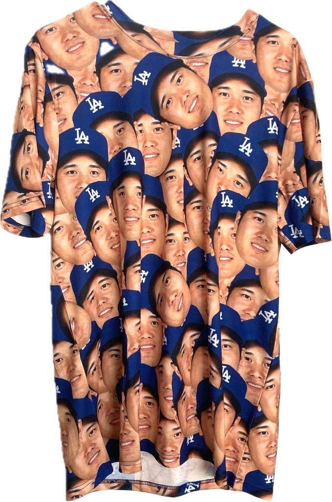 Shohei Ohtani Face Official Los Angeles Dodgers Full of Faces [MLB] [International Exclusive] T-Shirt, Merchandise, (L) [Used]