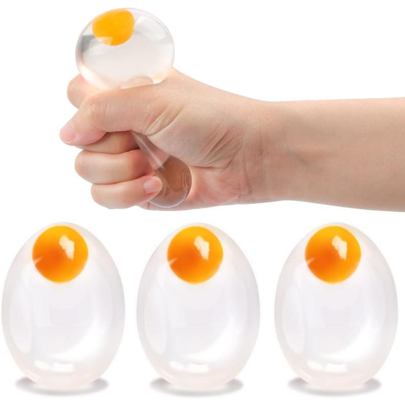 Funky Egg Squishy Ball - Clear Stress Relief Toy for Kids & Adults Anxiety Reducer, Squeeze Splat Sensory Fidget Toys