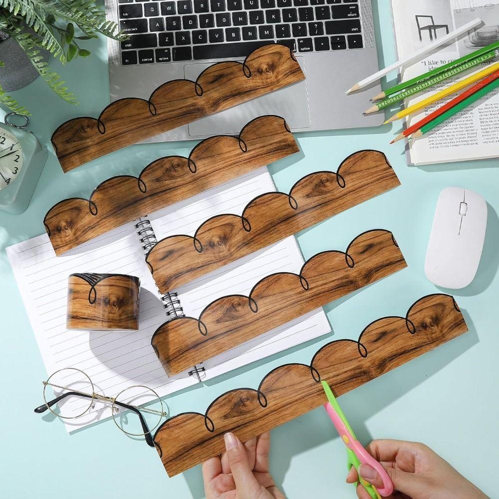 10m/Roll Bulletin Board Border Wood Grain Decorative Board Border Sticker Classroom Decor