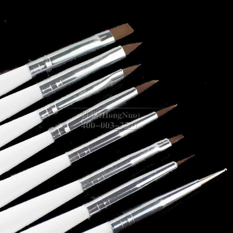 Zebra Stripe 8-Piece Nail Art Brush Set - Painting, Liner, Carving, and Dotting Tools