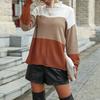 Women's Turtleneck Sweater, Color-Block, Long Sleeve for Fall and Winter