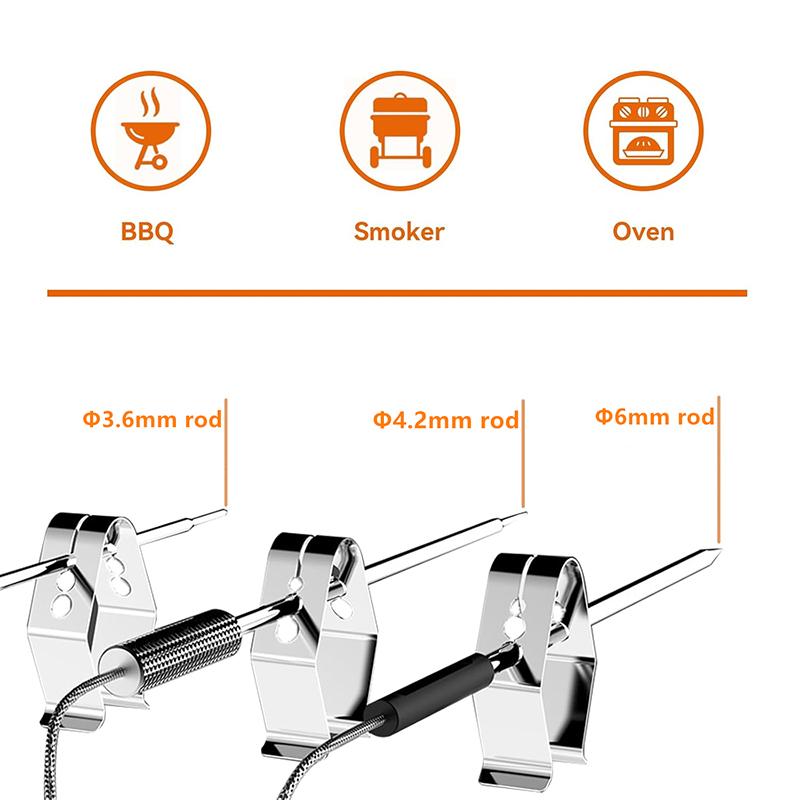 LMETJMA Meat Grill Thermometer Probe Holder Clip BBQ Temp Probe Clip Camping Barbecue Universal Style Design Holder