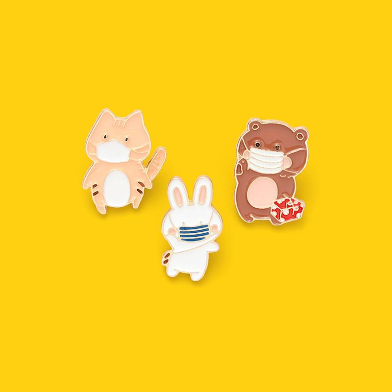 Charming Alloy Animal Pins Featuring Lovely Bear Rabbit And Cat Shapes For Trendy Outfits