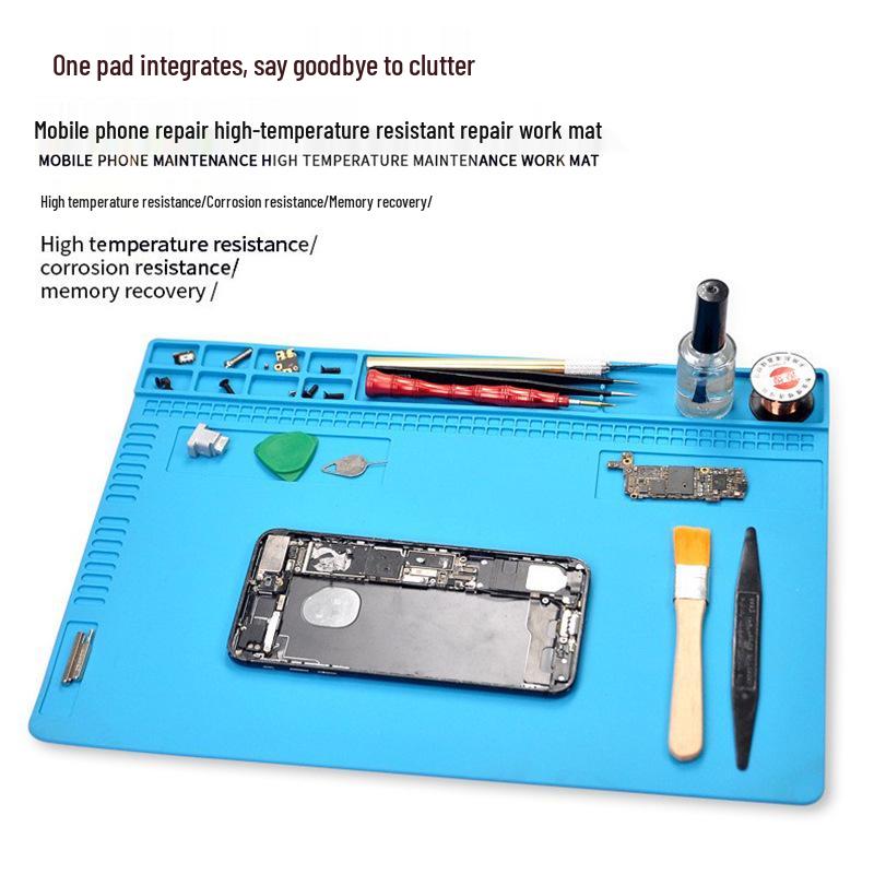 Heat-Resistant Magnetic Silicone Repair Mat for Electronics with Screw Holders and Soldering Stations