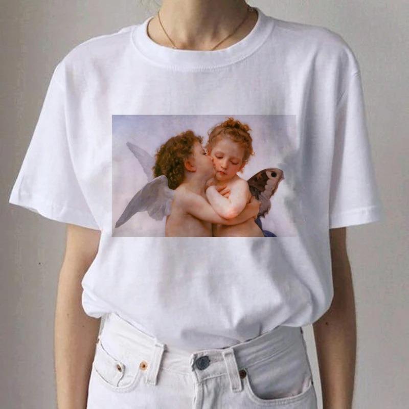 Angel Aesthetic Streetwear White Fashion Women TShirts Harajuku Short Sleeve Clothes Summer ONeck Tees Casual FeUnisex Tops