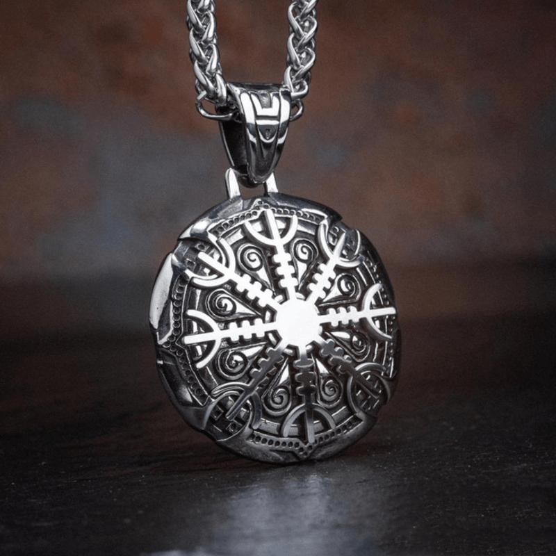 Vintage Viking Rune Vegov í sir Compass Pendant Necklace Viking Rune Compass Pendant Men s Amulet серебряный