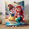 1pc,Disney Princess Ariel & Snow White Blanket Soft & Warm Throw Blankets Perfect Gift for Friends Ideal for Couch, Bed, Travel