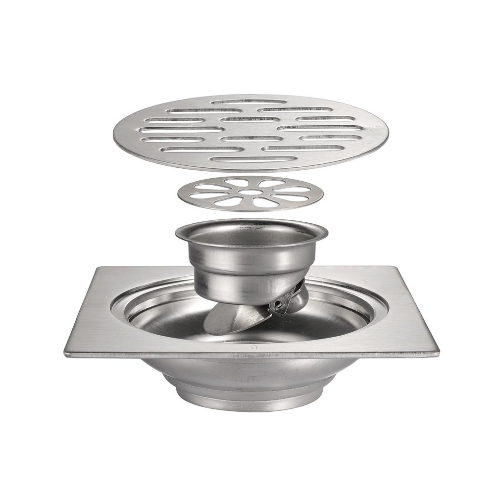 Bathroom Toilet Shower Anti-odor Drains 10x10cm Stainless Steel Brushed Floor Drain