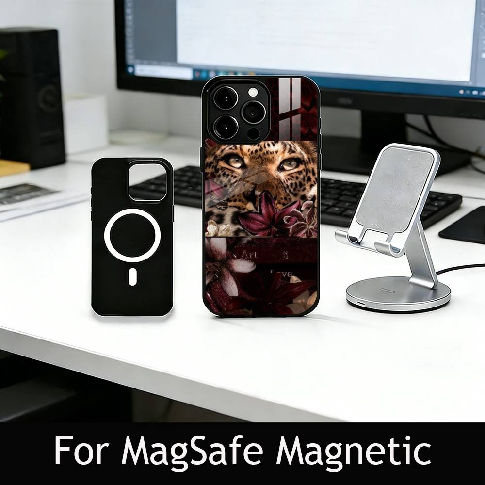 Fashion leopard print Phone Case For iPhone17,16,15,14,13,12,11 Plus,Pro Magnetic For Magsafe Wireless Charging