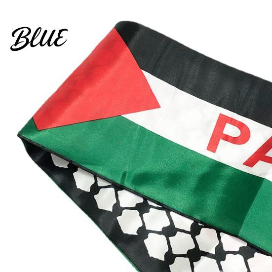 Palestine Neck Wrap Nation Flag Print Scarf Fringed Satin Color Matching Unisex Patriotism Smooth Custom National Day Party Parade