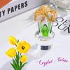 Creative Crystal Tulip Sculpture Colorful Handmade Tulip Bouquet Ornaments Reflect Small Desktop Floral Decorations