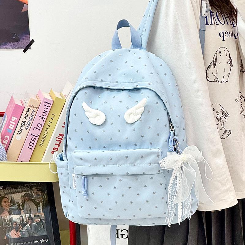 Schoolbag Korean version polka dot cute angel wings girl heart sweet little backpack Mori small fresh junior high school girls backpack