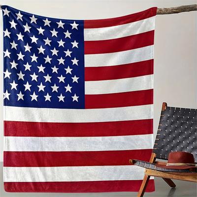 Morbida, Calda Lussuosa Coperta Plaid in Flanella con Bandiera Americana | Lavabile in Lavatrice, Ideale per Divano, Letto, Auto e Viaggi, Stile Contemporaneo