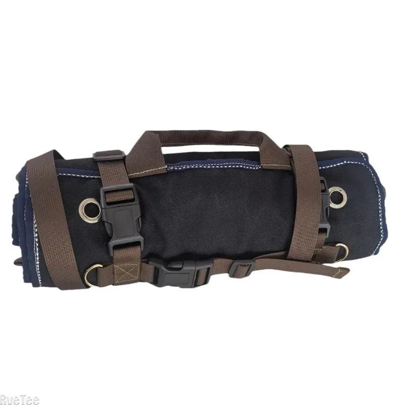 Heavy Duty Waxed Canvas Tool Roll Up Bag, 15-Pockets Professional Organizer for Mechanic Electrician, Waterproof Tool Wrap