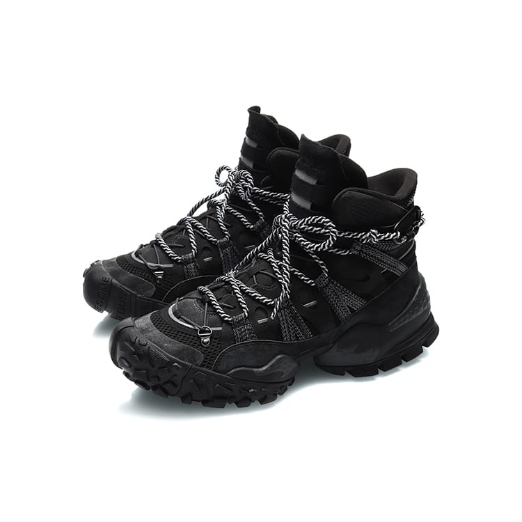 Li Ning CF Dämpfung Abriebfeste Dämpfung, Verschleißfeste High-Top Freizeitschuhe Herren Schwarz AGLQ155-1
