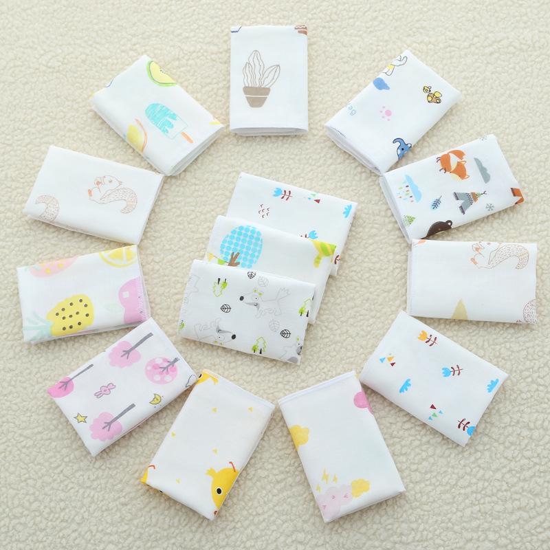Cartoon Thin Gauze Cotton Baby Bib & Washcloth