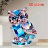 1-Piece Owl-Shaped Ornament, 2D Flat Acrylic Decoration with Base, Office Desk Ornament, Christmas and Halloween Decoration, Great Gift Item