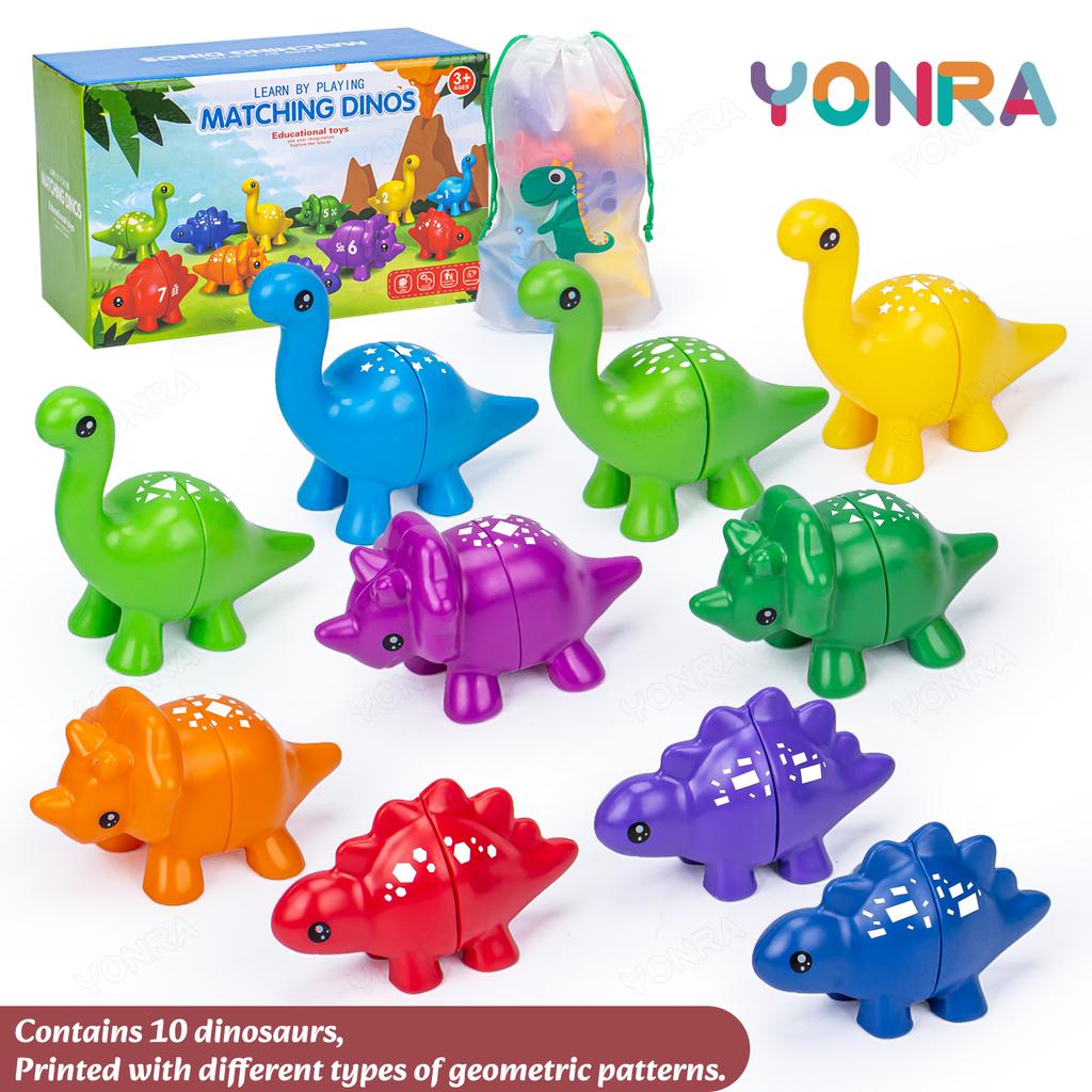Matchande dinosaurieleksak med förvaringspåse Montessorileksaker för barn Räkneleksaker Lärande leksaker för småbarn Barns utvecklingsspel