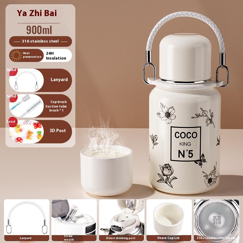 Wasserkocher-Thermoskanne mit großer Kapazität für Outdoor-Reisen, Kaffee-Thermoskanne, tragbar, gut aussehend, Vakuum-Kälteisolierung, Kaltbecher