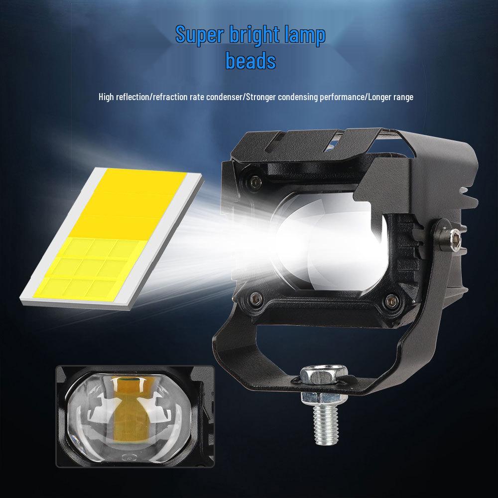 Cross-border LED Spotlight for Cars & Motorcycles: Yellow/White, High/Low Beam, External Light for Electric and Modified Vehicles
