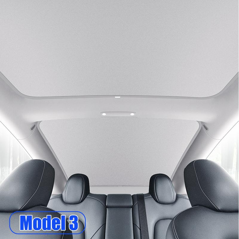 2PCS For Tesla Model 3/Y/3 Highland/Y Juniper Ice Cloth Buckle Shades for Glass Roof Front & Rear Sunroof Skylight Sunshade