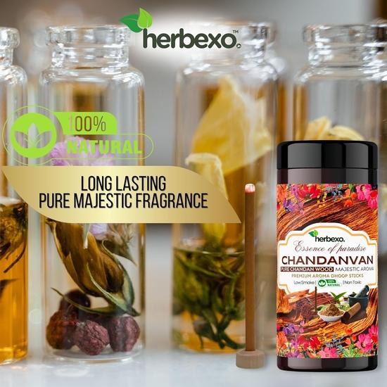 Herbexo Pure Sandalwood (Chandan) Attar Dhoop Sticks | Long Lasting Majestic Ittar Fragrances | 100% Natural, Charcoal Free