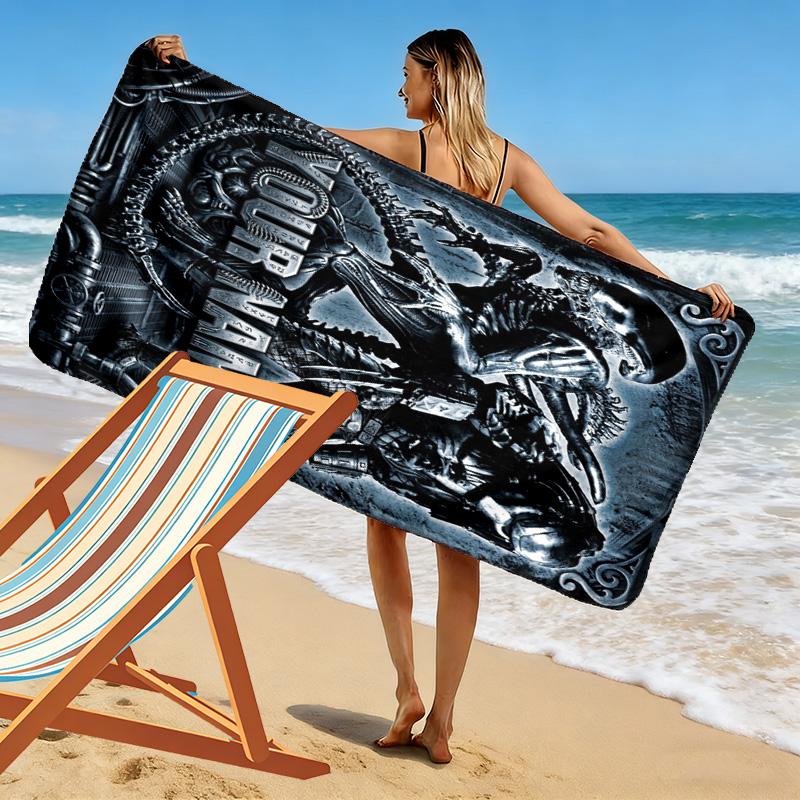 Name Custom Aliens Monster Print Beach Towel, Large Soft Quick Dry Towel for Beach Camping Swimming