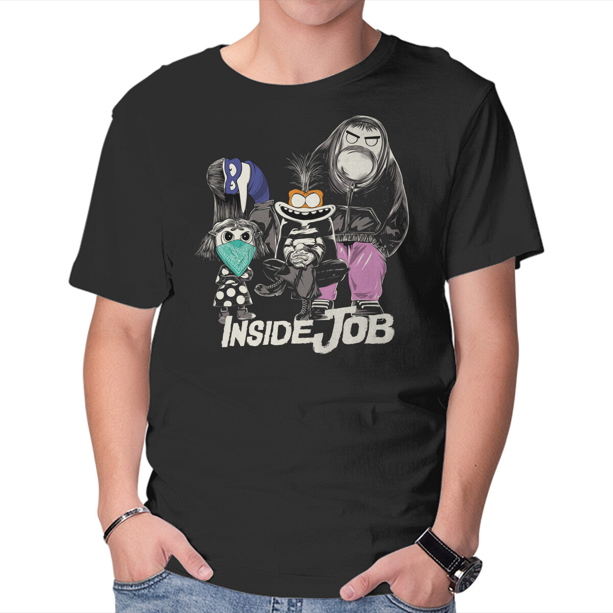 Unisex Crew Neck T-Shirt Inside Job Graphic Short Sleeve Casual Tee XS
