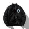 High Street Pilot Padded Jacket Thick Stand Collar Embroidered Baseball Single-Breasted Cotton Coat Men Winter
