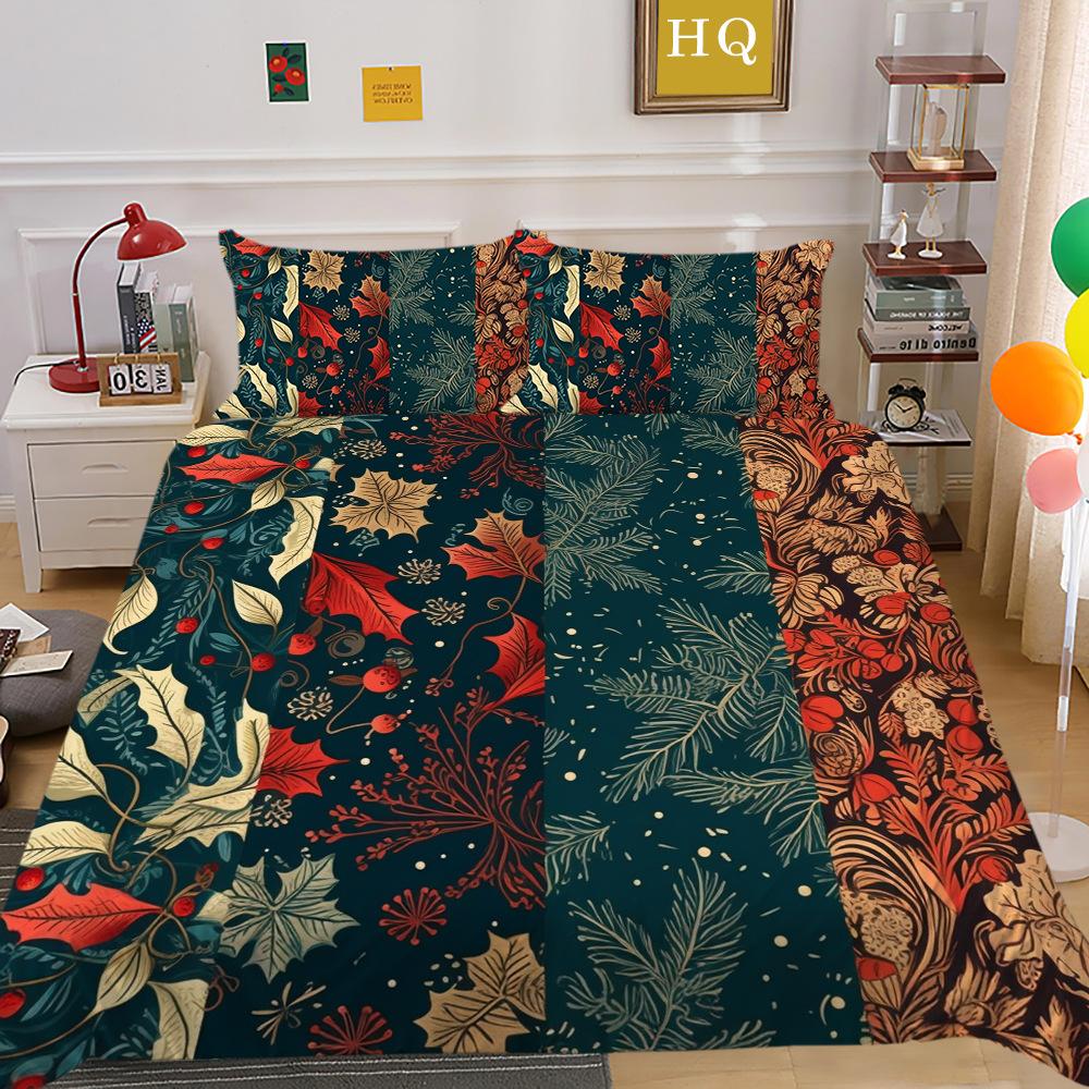 Christmas Printing 3D Printing Polyester Pillowcase Quilt Cover Two Or Three-Piece Set
