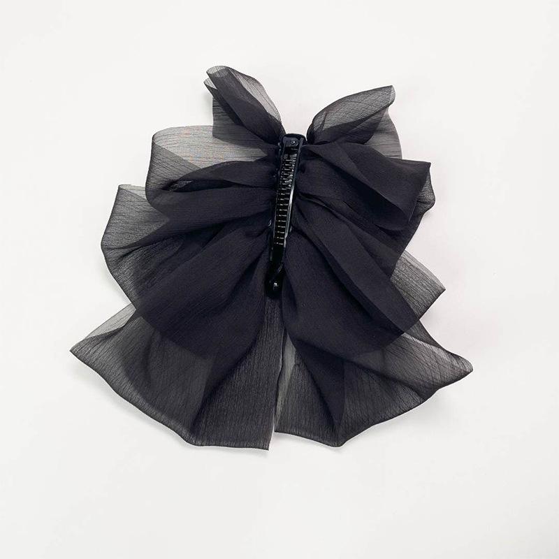 French Elegant Banana Clip with Mesh Bow for Women